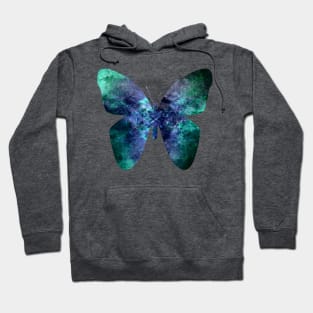 Green blue grungy butterfly Hoodie